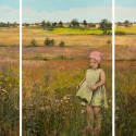 Tesia na łące z widokiem na Markotów (tryptyk), z cyklu All my Loving, olej, płótno, 3 x 150 x 100 cm, 2009